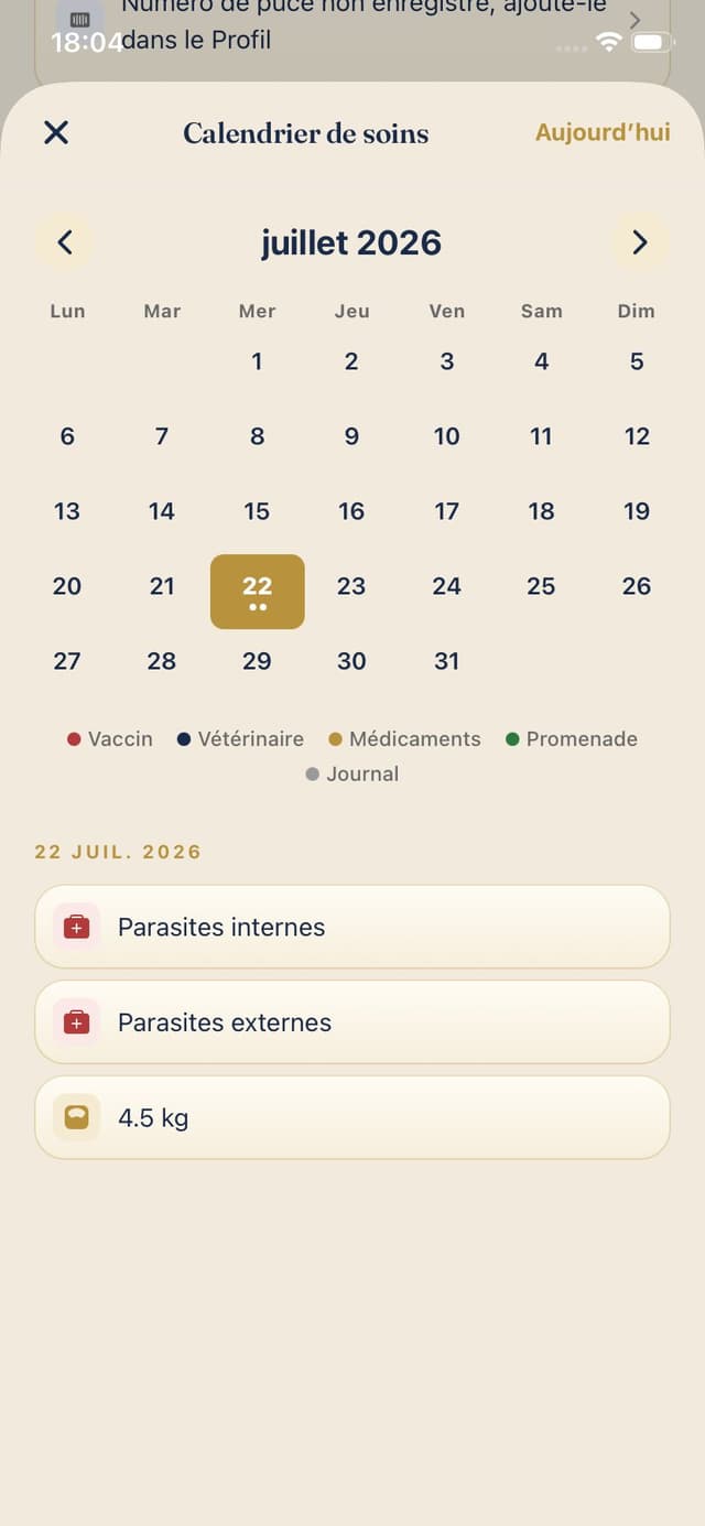 Calendrier de soins